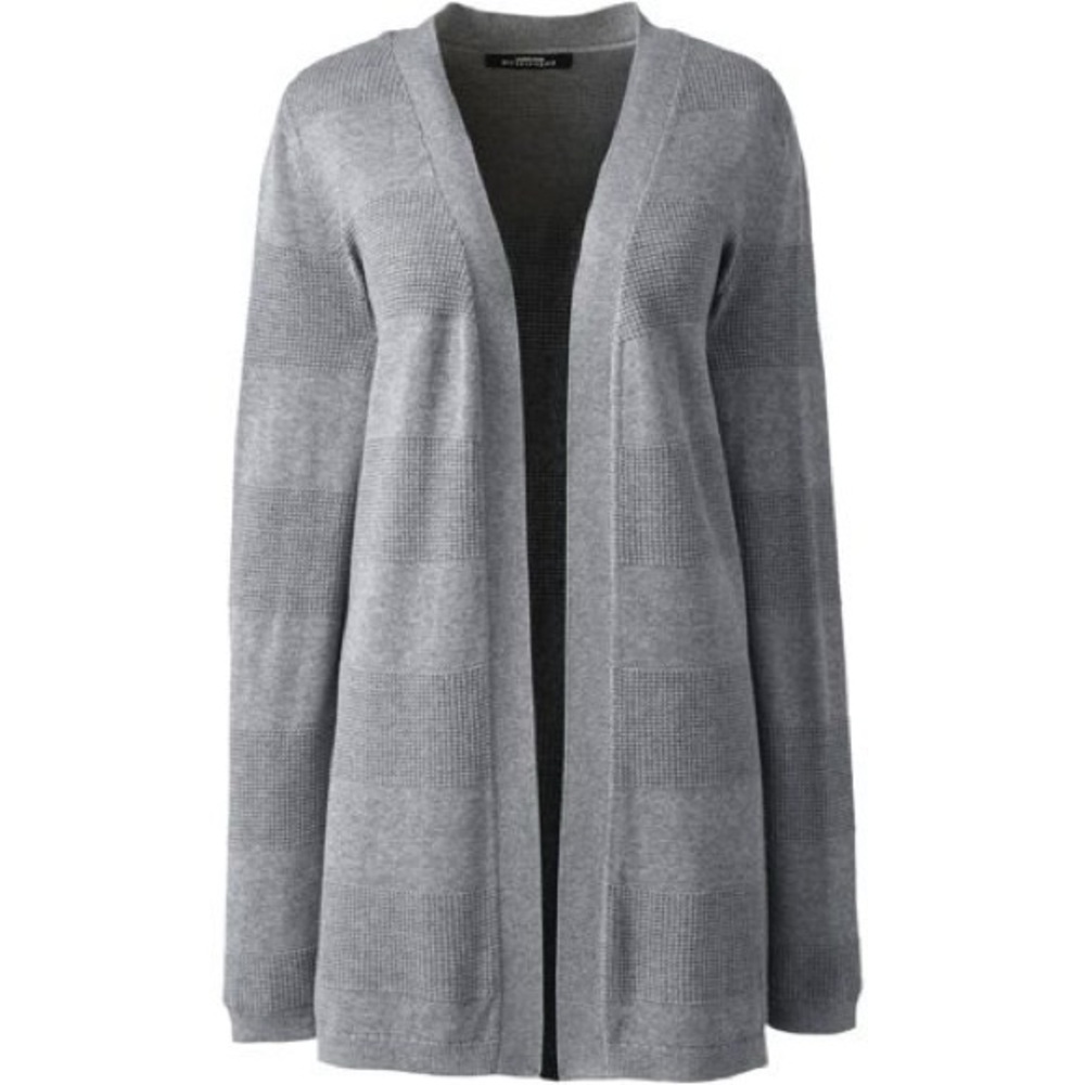 Lands End Women's Gray Open-Front Sweater